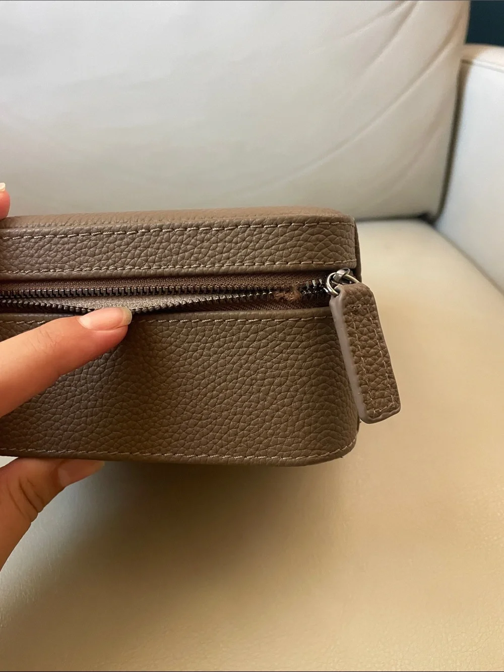 Tawbury Brown Pebbled Leather Travel Watch Case